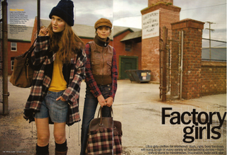 Illustration for article titled Marie Claire's "Factory Girls" Shoot: An Assembly Line Of '90s-Era Recockulousness
